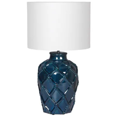 Deep Blue Rope Pattern Ceramic Table Lamp