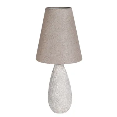 Cream Scalloped Table Lamp with Linen Shade