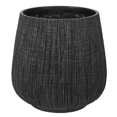 Tall Black Yakisugi Textural Pot