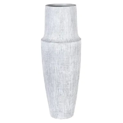 Tall White Yakisugi Textural Vase