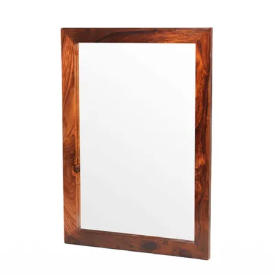 Traditional Sheesham Wood Rectangular Wall Mirror with Solid Frame