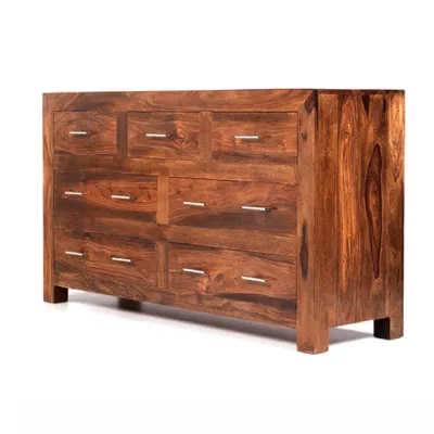 Modern Style Solid Sheesham Wood 7 Drawer Bedroom Chest