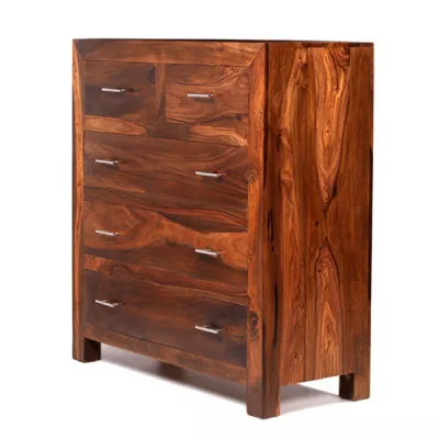 Modern Style Dark Sheesham Wood 2 Over 3 Chest of Drawers