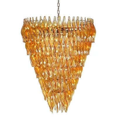Amber Glass Teardrop Chandelier