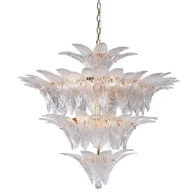 Small Clear Glass Leaf Chandelier