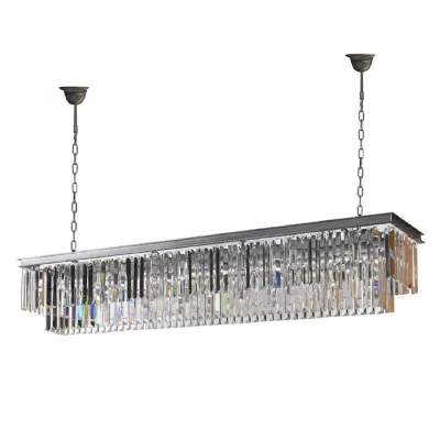 Silver and Crystal Rectangular Chandelier