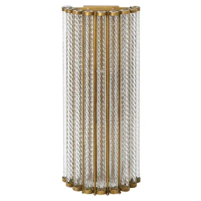 Antique Brass Glass Rod Wall Light