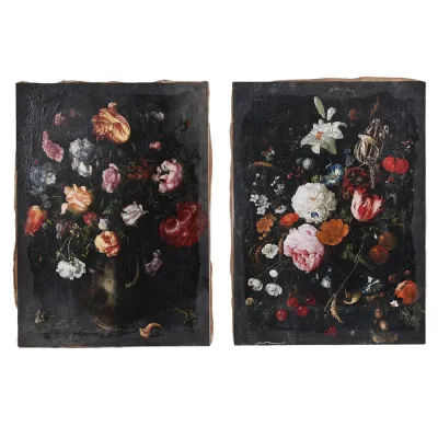 Set of 2 Floral Canvas Pictures