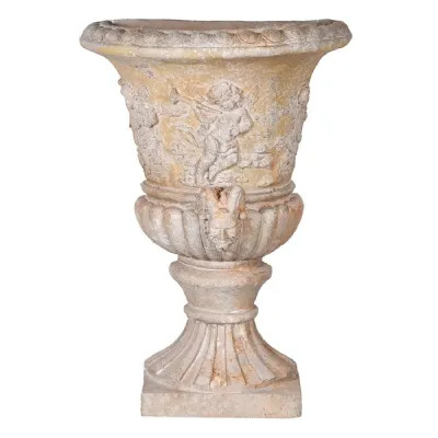 Distressed Cherub Half Wall Planter