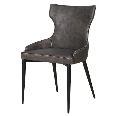 Vintage Grey Faux Leather Dining Chair