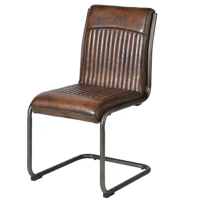 Traditional Style Brown PU Dining Chair With Metal Frame