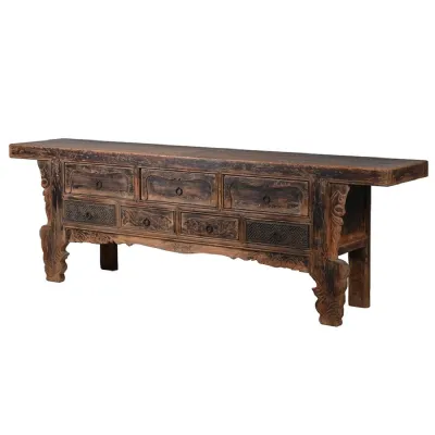 Ornate Blackened 7 Drawer Console