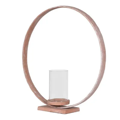 White Wash Terracotta Effect Circle Candle Holder