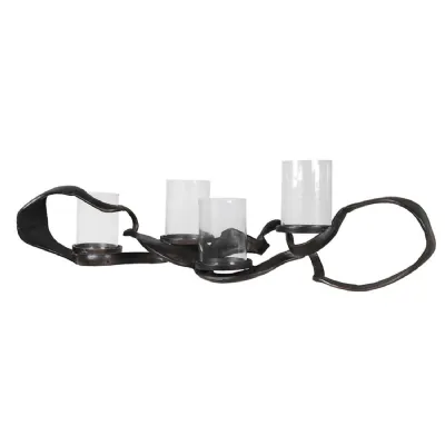 Black Knotted Hand Forged Candle Holder