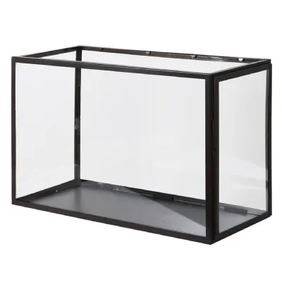 Clear Glass and Black Rectangle Candle Holder Box