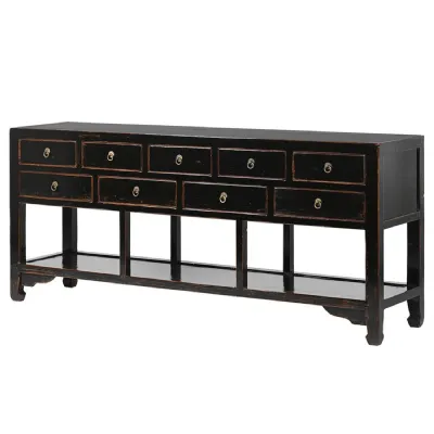 Shanxi Black 9 Drawer Sideboard with Shelf