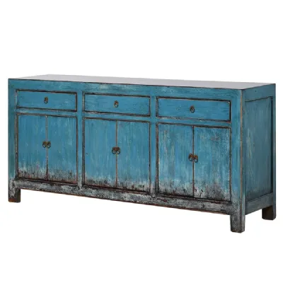 Blue 3 Drawer 6 Door Cabinet