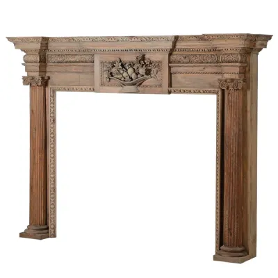 Hand Carved Wooden Column Fire Surround