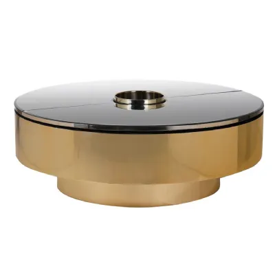 Hidden Bar Mirrored Coffee Table with Ice Bucket