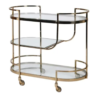 Gold 3 Tier Serving Trolley