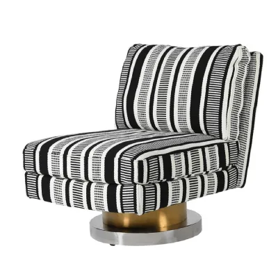 Marrakesh Black and White Stripe Swivel Chair