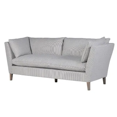 Modern Blue Stripe 3 Seater Sofa With Cushions