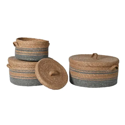 Set of 3 Squat Lidded Baskets
