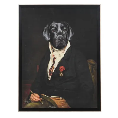 Dog in Black Jacket Print