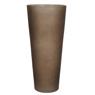 Smokey Brown Fluted Vase