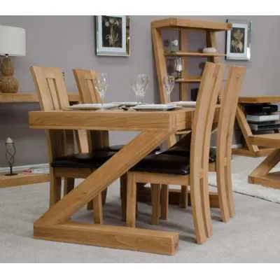 Z Shape Oak Dining Kitchen Table 4 Person H77 x W120 x D90cm 4 X 3 Size