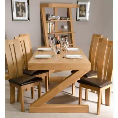 Z Shape Oak Large Dining Table Thick Top Chunky 6 X 3 180cm x 90cm