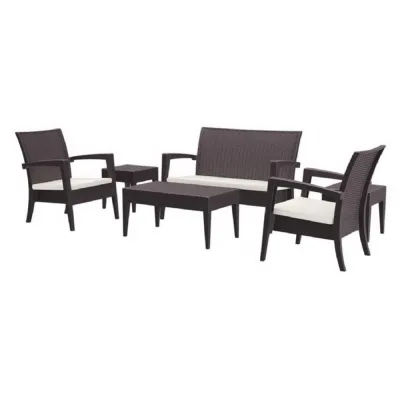 Outdoor Brown 6 Piece Lounge Sofa Set