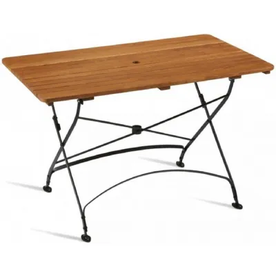Outdoor Iron and Wood Rectangular Folding Table 120 x 70