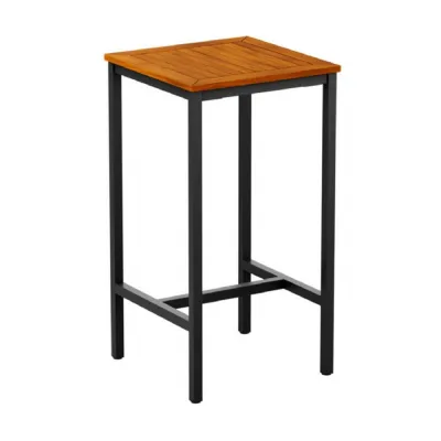 Outdoor Wood and Metal 4 Leg 60 x 60 Bar Table
