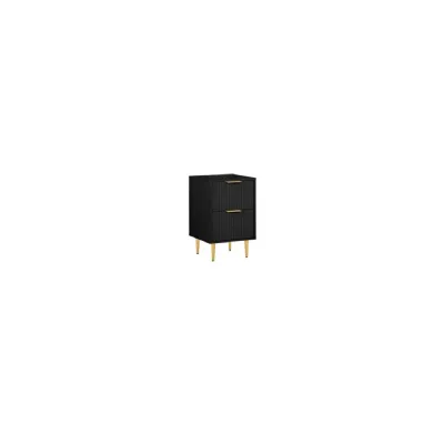 Zara 2 Drawer Fluted Bedside Black
