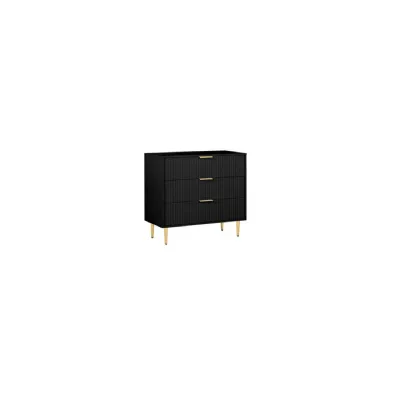 Zara 3 Drawer Fluted Chest Black