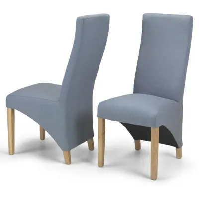 Modern Grey Fabric Upholstered Dining Chair with Solid Oak Legs