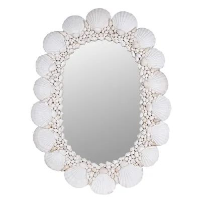 White Oval Shell Mirror