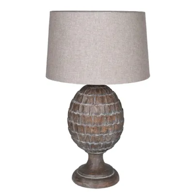 Distressed Artichoke Table Lamp with Linen Shade