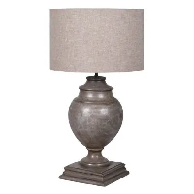 Distressed Urn Table Lamp with Linen Shade