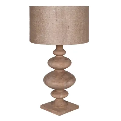 Bulbous Mango Wood Table Lamp with Jute Shade