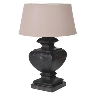 Grey Trophy Table Lamp with Linen Shade