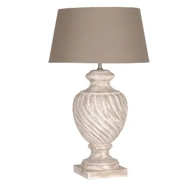 Whitewash Lamp Beige Shade