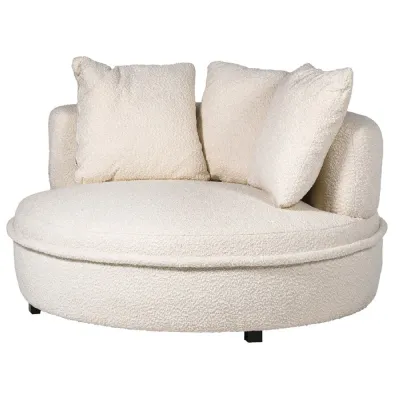 Round Ivory Boucle Love Seat
