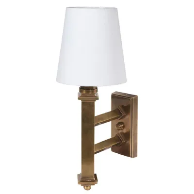 Vintage Brass Wall Light with Cotton Shade