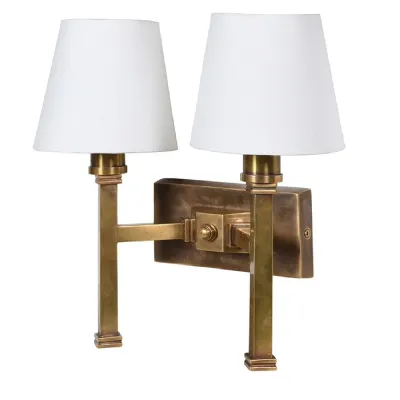 Hand Rubbed Brass Double Sconce Wall Light