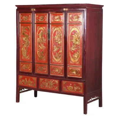 Chinese Red Lacquer Cabine