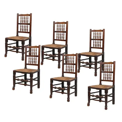 Set of 6 19th Century Spindle Chairs