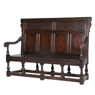 Carved Oak Settle