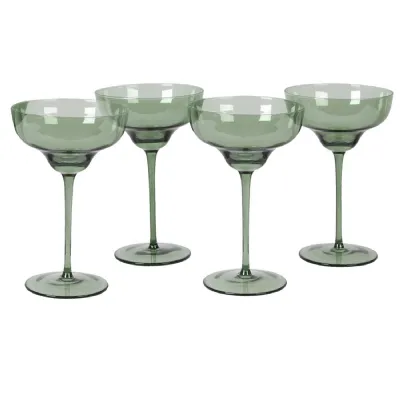 Set of 4 Olive Green Martini Glasses
